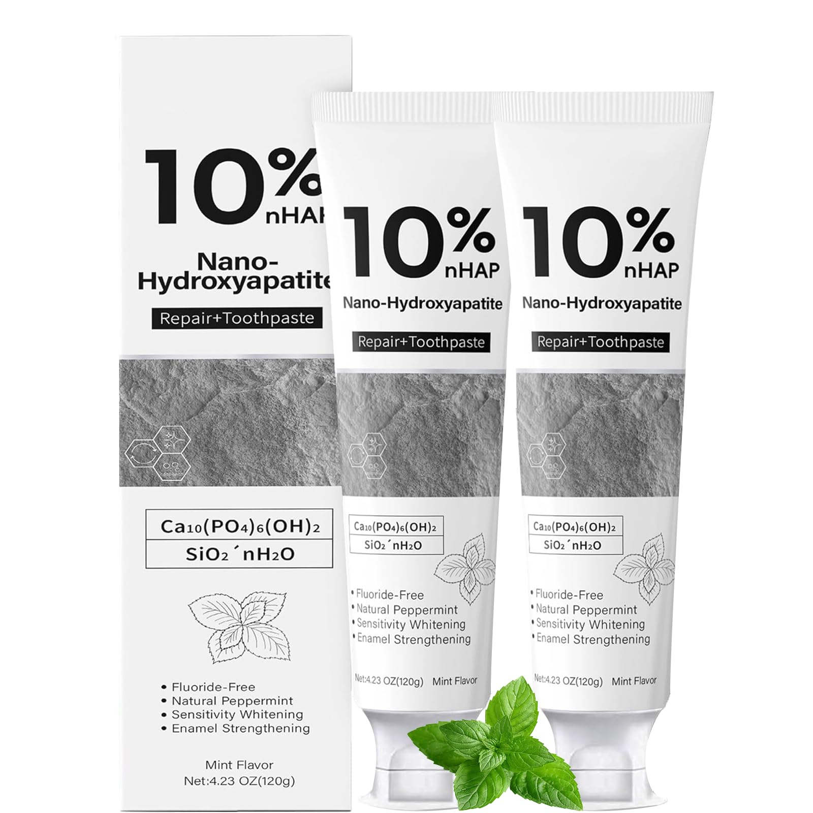 Teeth Whitening That Works - 10% Nano-Hydroxyapatite Toothpaste Reduce Tooth Stains