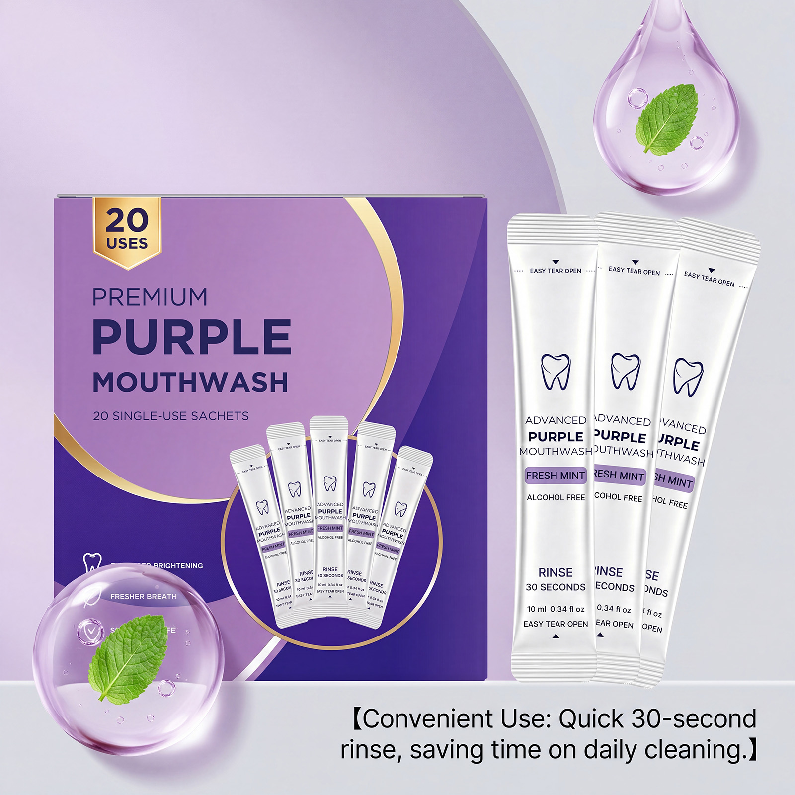 20/40 Pack Purple Mouthwash Fo - Teeth Whitening Gum recension och pris